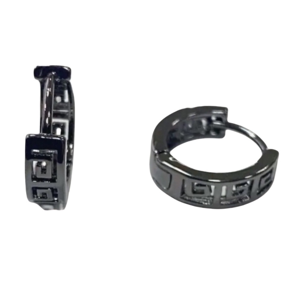Small Black Geometric Hoop Earrings